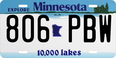MN license plate 806PBW