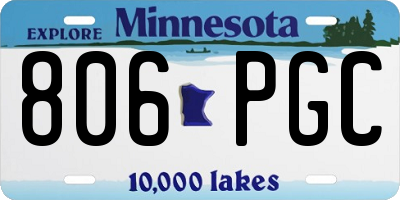 MN license plate 806PGC