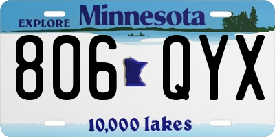 MN license plate 806QYX
