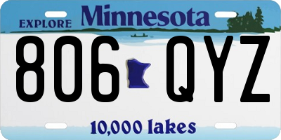 MN license plate 806QYZ
