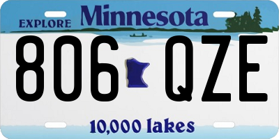 MN license plate 806QZE