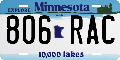 MN license plate 806RAC