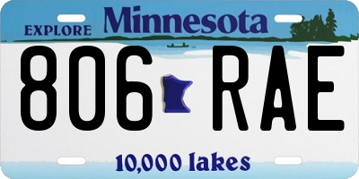 MN license plate 806RAE