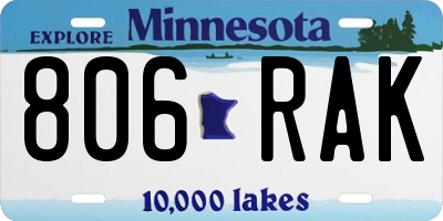 MN license plate 806RAK