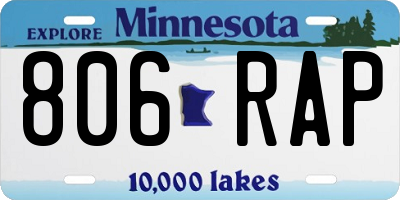 MN license plate 806RAP