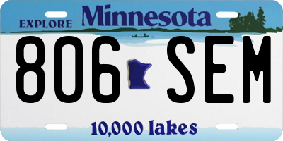 MN license plate 806SEM