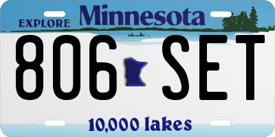 MN license plate 806SET