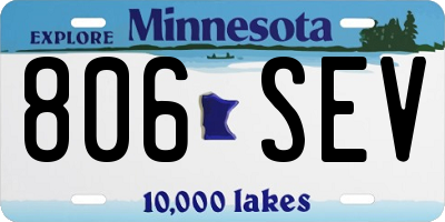 MN license plate 806SEV
