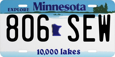 MN license plate 806SEW