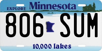 MN license plate 806SUM