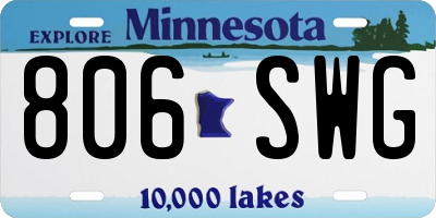 MN license plate 806SWG