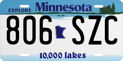 MN license plate 806SZC
