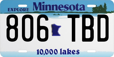 MN license plate 806TBD