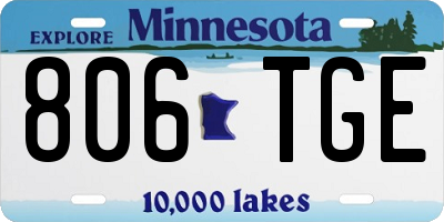 MN license plate 806TGE