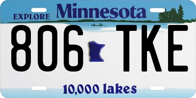MN license plate 806TKE
