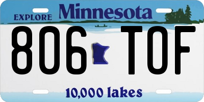 MN license plate 806TOF
