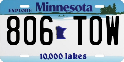 MN license plate 806TOW