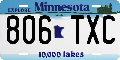 MN license plate 806TXC