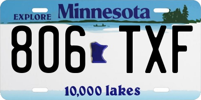 MN license plate 806TXF