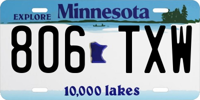 MN license plate 806TXW
