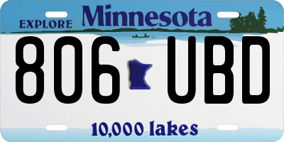MN license plate 806UBD