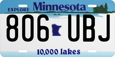 MN license plate 806UBJ