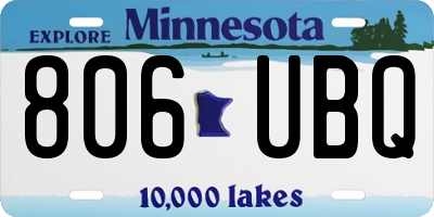 MN license plate 806UBQ