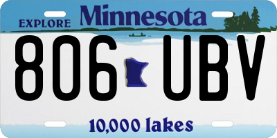 MN license plate 806UBV