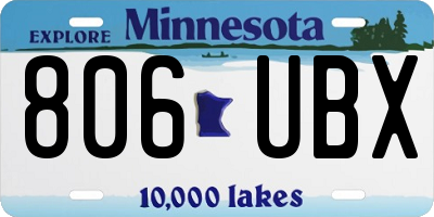 MN license plate 806UBX