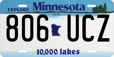 MN license plate 806UCZ