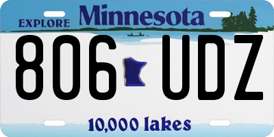 MN license plate 806UDZ