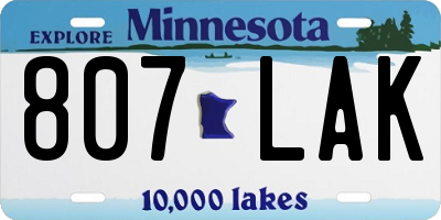 MN license plate 807LAK