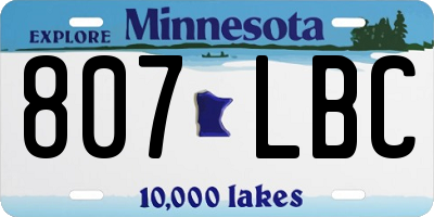MN license plate 807LBC