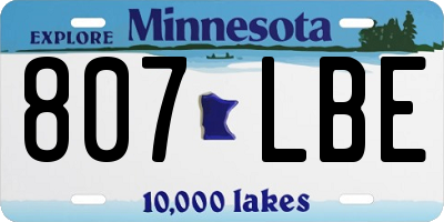 MN license plate 807LBE