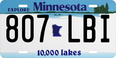 MN license plate 807LBI