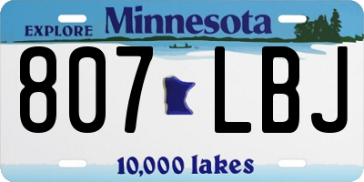 MN license plate 807LBJ