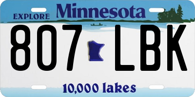 MN license plate 807LBK