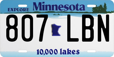 MN license plate 807LBN