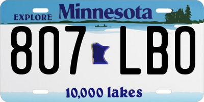 MN license plate 807LBO