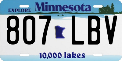 MN license plate 807LBV