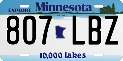 MN license plate 807LBZ