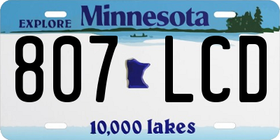 MN license plate 807LCD