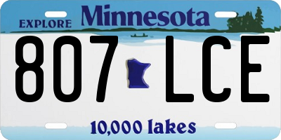 MN license plate 807LCE