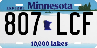 MN license plate 807LCF