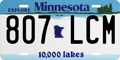 MN license plate 807LCM