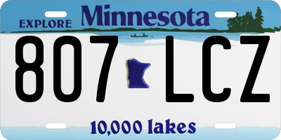 MN license plate 807LCZ