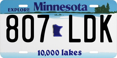 MN license plate 807LDK