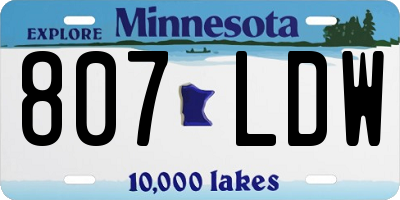MN license plate 807LDW