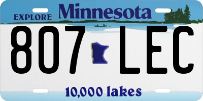 MN license plate 807LEC