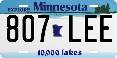 MN license plate 807LEE